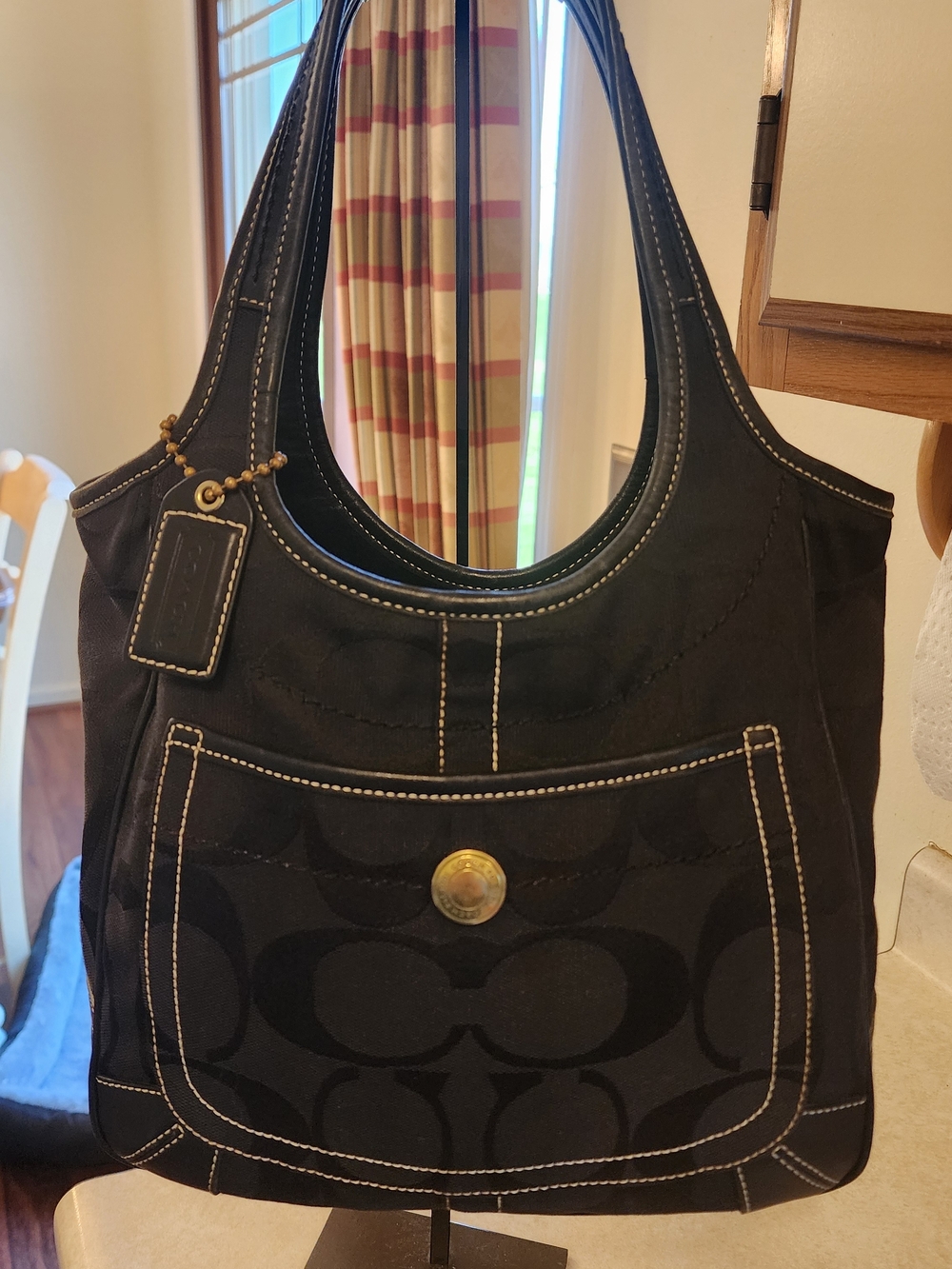 Y2k Coach Ergo signature black jacquard canvas and Brass Accents